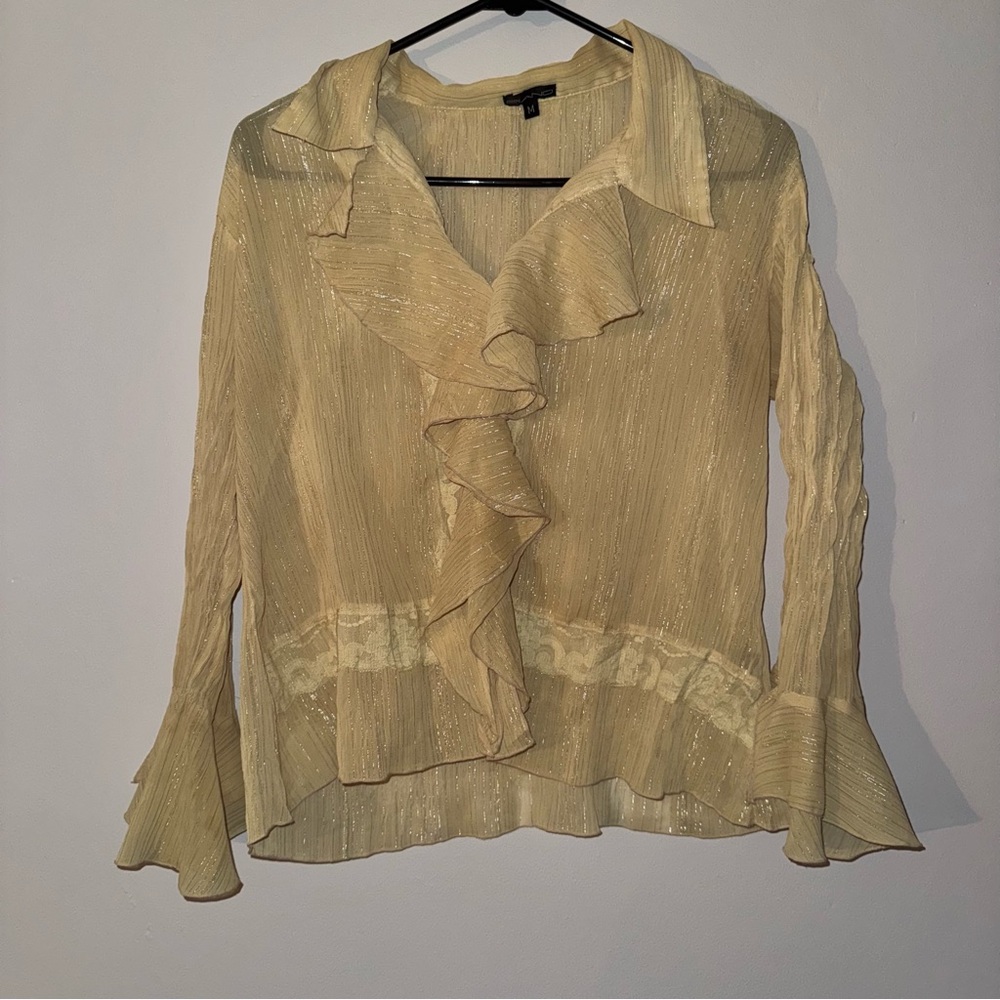 Chic Beige Ruffle Blouse